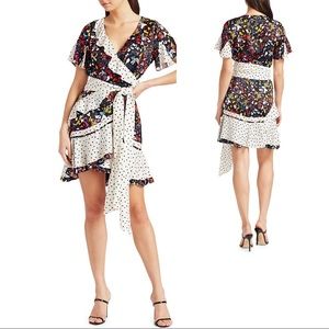 Tanya Taylor Bianca Combo Silk Wrap Dress